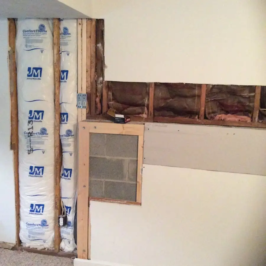 Wall insulation replacement during Basement Flood Cleanup in Four Corners
